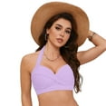 thumbnail image 4 of Women Halter Bikini Tops Push Up Retro Bathing Suits Padded Swimsuit Top Only No Bottom (Light Purple, S), 4 of 9