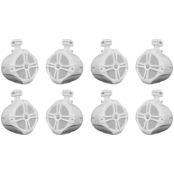 (8) Rockville RWB90W White 8" 300w Marine Wakeboard 360° Swivel Tower Speakers