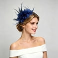 thumbnail image 2 of Ticikt Fascinators Hat for Women, Tea Party Hat Floral Lace Headband for Wedding Cocktail Party Dress Up,Blue2, 2 of 4