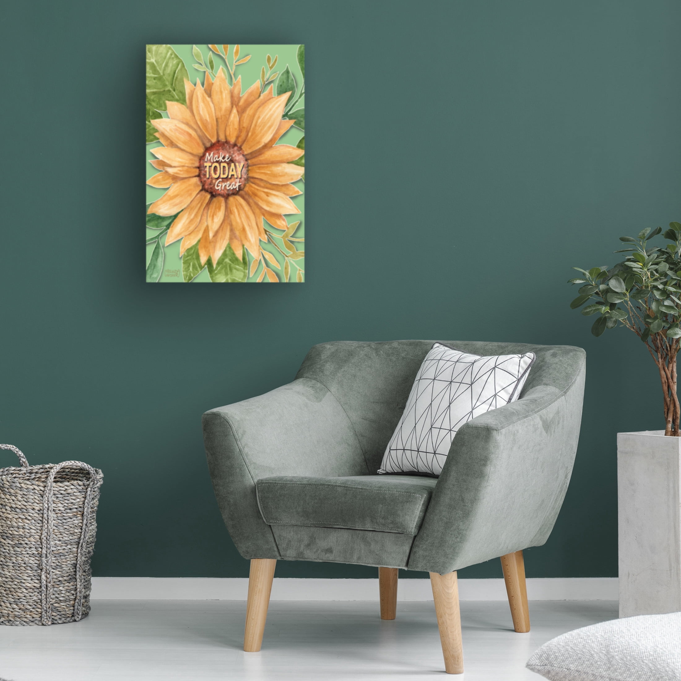 Canvas Wall Art - Melinda Hipsher 'Make Today Great Sunflower' Wall Art for Living Room, Bedroom, or Office Décor by Trademark Fine Art - 22 x 32 Inches