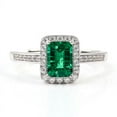 thumbnail image 4 of Eclet Jewels White Gold Over 14K Silver Diamond Rings - Emerald Cut Excellent 2 Ct Diamond Rings For Women's - Halo with Green Diamond Rings for Women's - Green solitaire Diamond With Accent Rings, 4 of 9