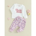 thumbnail image 3 of Bagilaanoe 2Pcs Baby Girl Clothing Sets Toddler Letter Print Long Sleeve Sweatshirt Tops + Sweatpants 6M 12M 18M 24M 3T Kids Fall Pants Set, 3 of 9