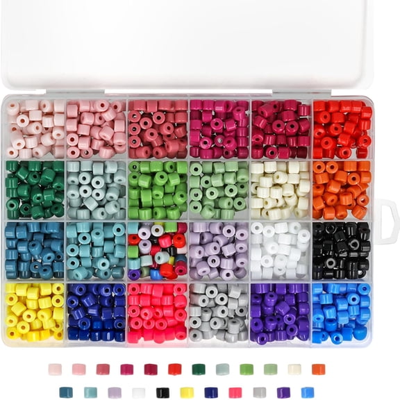 The Beadsmith Acrylic Beads Assortment – Tube Beads Assorted Colors, Approx. 1200pc, 24 Compartments, 23 Colors   Mixed, 0.25" x 0.2" Cylinder Beads