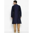 thumbnail image 2 of Royal Kurta Elegant Blue Silk Blend Patchwork Kurta and Cream Churidaar for Men, 2 of 8
