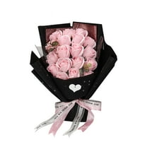 Aonity Light Pink Rose Soap Bouquet of 18 Flowers with a Gift Box， Flower Bouquet with Preserved Roses Real Flower Natural Long Lasting Fresh Flowers Small Bouquet for Wife Kids Mom Grandma Birthday