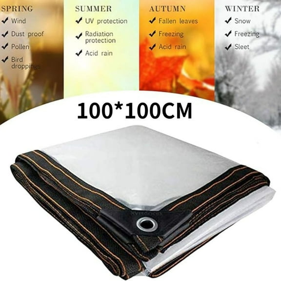 Transparent Tarp Waterproof 3x3Ft, Clear Tarpaulin Cover Waterproof, Tarps Heavy Duty Waterproof, with Metal Grommets, Reinforced Corners with Grommets, Multi-Purpose Tarp