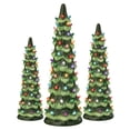 thumbnail image 2 of Yhuaoa Set Of 3 Ceramic Christmas Trees Pre Lit Hand Painted Tabletop Holiday Decoration, 2 of 8