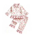 thumbnail image 3 of YDFCWXW Toddler Girl Clothes Winter Spring, Tunic Shirt Ruffle Pants, 2 Set, Gift, Pototshoot Daily (Red, 3-4 Years), 3 of 6