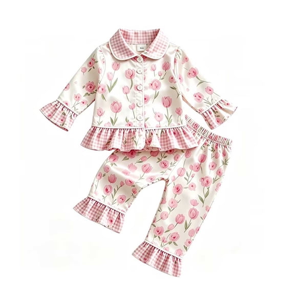 eczipvz Girls Pjs Set Girls Pajamas Snug Long Sleeve Pjs Sets Soft Cotton Blend Pajamas Girls Love Breathable And Lightweight Red,3-4 Years