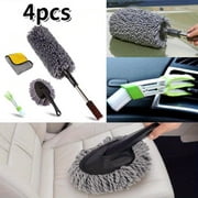 4 Pcs Car Cleaning Kit Interior Exterior Car Detail Cleaning Drill Brush Engine, Car Duster Retractable Dust Removal Car Brush, Car Wash Brush