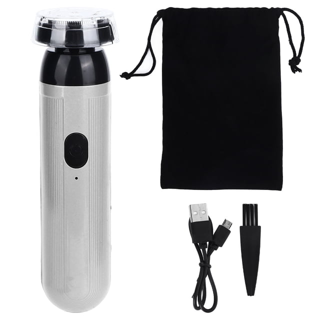 Mini afeitadora eléctrica de bajo ruido, portátil, de limpieza profunda, compacta, recargable, para hombres, color plateado