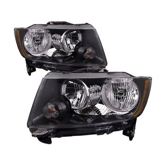 Front Headlight Set - Compatible with 2013 - 2017 Jeep Compass 2014 2015 2016