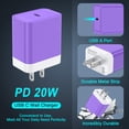 thumbnail image 5 of 2Pcs 20W PD Charger Block Fast Wall Charger with 6FT Type-C Cable, Power Adapter Compatible with iPhone 17/16/15 Pro Max, iPad Pro, Galaxy S26, Android Phone, Purple, 5 of 7