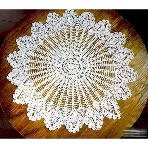 WCHUANG Crochet Round Table Cover Lace Doilies Tablecloth for Furniture Decor