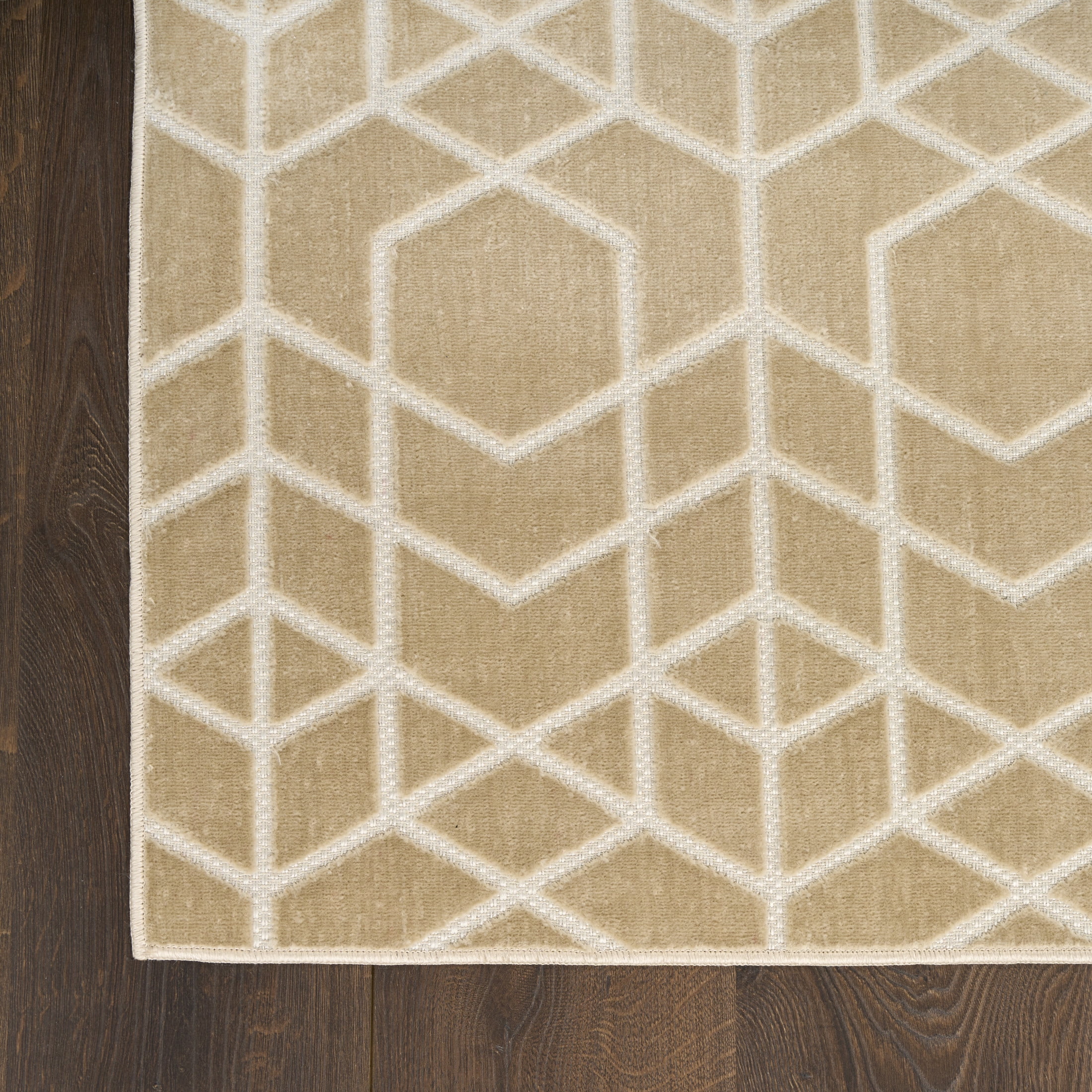 Nourison Washable Charm 2'2" x 8' Beige Ivory Modern Indoor Rug