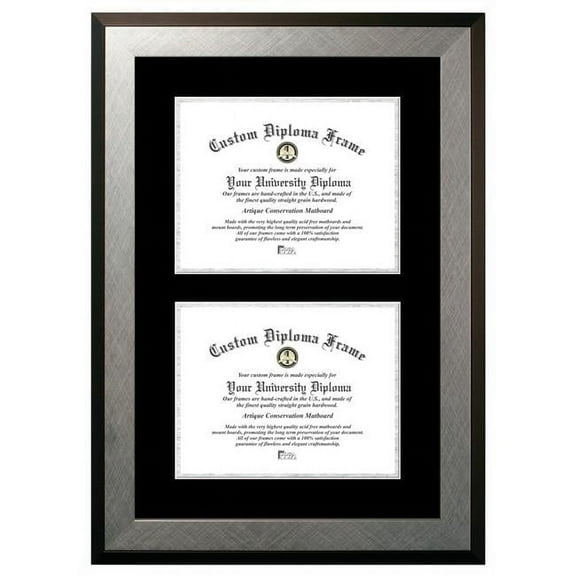 Campus Images HSBS001DD-8511 8.5 x 11 in. Double Degree Honors Silver Certificate Frame with Black & Silver Mats