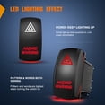 thumbnail image 4 of Nilight Hazard Warning Rocker Switch 5 Pin Laser On Off SPST switches 20A/12V 10A/24V Red LED Light Hazard Emergency Warning w/Jumper Wires Set for Cars Trucks Boats ATVs UTVs RVs, 2 Years Warranty, 4 of 10