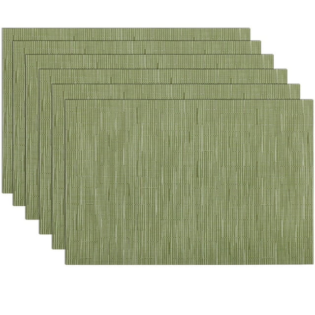 Set de 6 individuales SHACOS en verde oliva 44x30 cm de PVC tejido