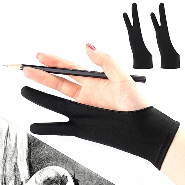 Guantes para artistas: guantes con protección de palma con dos dedos para dibujar en papel, tableta de dibujo gráfico (2 piezas) 655