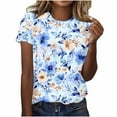 thumbnail image 2 of Yuwull Summer Tops Womens Tops Casual Women Fashion Summer Sexy Printed Regular Women Short Sleeves Round Neck Ladies Tops And Blouses 10M, 2 of 5