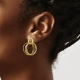 thumbnail image 3 of Chisel Stainless Steel Polished and Textured Yellow IP-plated Circles Post Dangle Shepherd Hook Earrings - 26.5mm, 3 of 6