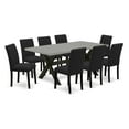 thumbnail image 2 of East West Furniture 9-Piece kitchen dining table set Includes 8 Parson dining chairs with Upholstered Seat and High Back and a Rectangular Dinner Table - Black Finish, 2 of 9