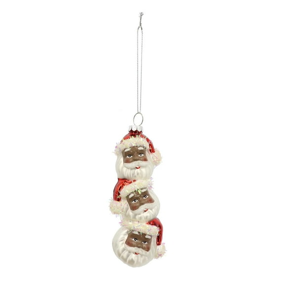African Santa Claus Glass Christmas Ornament
