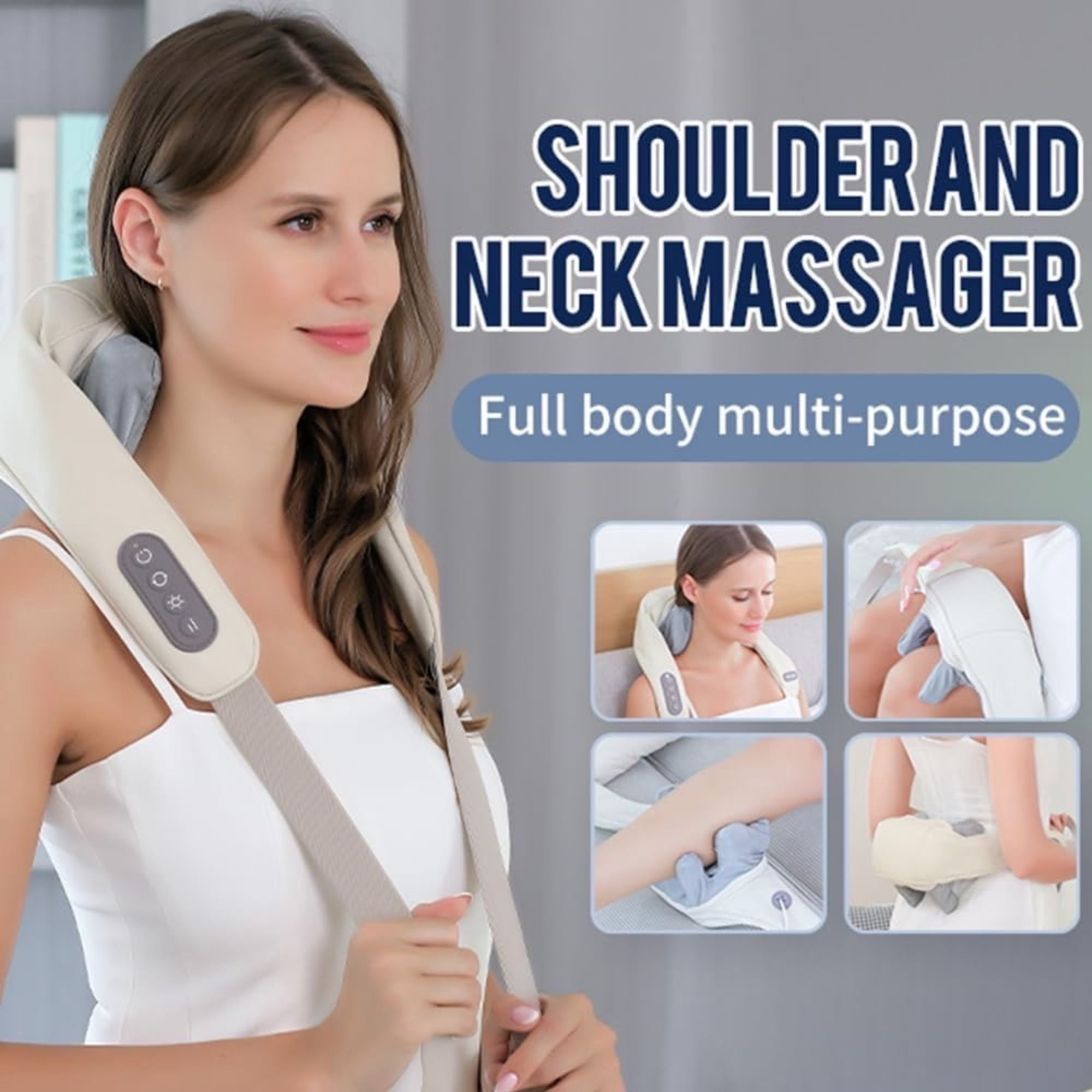 WOWMTN Q6EH_W  6D Electric Shiatsu Neck, Shoulder, Back Massager with Heat(Wihte)