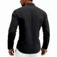 thumbnail image 7 of Men's Linen Long Sleeve Shirt Button Henley Shirt V-Neck Casual Plain Lightweight Fall Top L, 7 of 7