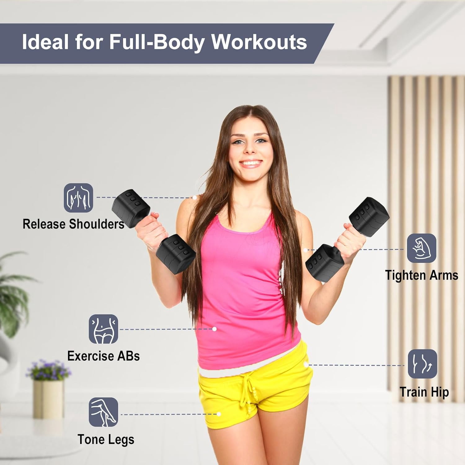Adjustable Dumbbell Set, Total 11LB Weight Dumbbells Set for Women, Each 2.2/3.3/4.4/5.5LB, Hand Weights for Home Gym Workout Training