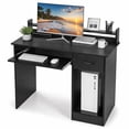 thumbnail image 3 of 41.5" Modern Computer Desk with Drawer and Keyboard Tray, PC Laptop Table Study Writing Workstation for Home Office，Black, 3 of 10