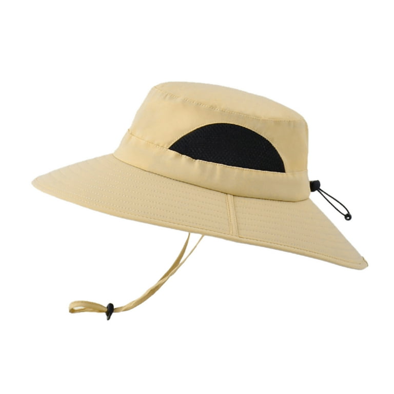 Hats for Men Women Men Mountaineering Fishing Solid Color Hood Rope Outdoor  Shade Foldable Casual Breathable Bucket Hat Summer Hats for Women 