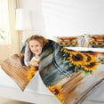 thumbnail image 4 of Manfei Brown Highland Bull Queen Comforter Set, Vintage Sunflower Butterfly Bedding Sets, Ombre Wooden Board Bedding Comforter Set, Ultra Soft Home Decor 3 Pieces, 4 of 8