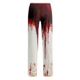thumbnail image 5 of JULMCOMO Halloween Pajamas Pants for Women Pumpkin Blood Print Drawstring Elastic Waisted Casual Pjs Funny Print Loose Fit Comfy Sleepwear Lounge Pants White L, 5 of 5