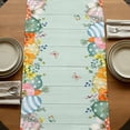 thumbnail image 5 of Cute Easter Bunny Table Runner, Eucalyptus Leaves Colorful Eggs Teal Wooden Cotton Linen Table Runners 108 Inches Long, Dresser Scarf Runner for Dining/Living Room/Kitchen/Square Tables 13''x108'', 5 of 9