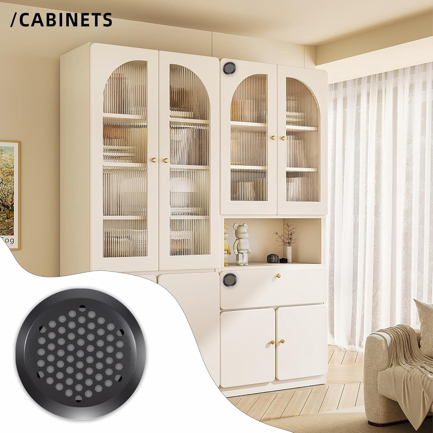 50 Pcs Round Soffit Vents 2 inch/53 mm Circular Air Vents Stainless Steel Circular Soffit Vents Mesh Hole Louver for Wardrobe Cabinet Shoe Cabinets Kitchen (Black)