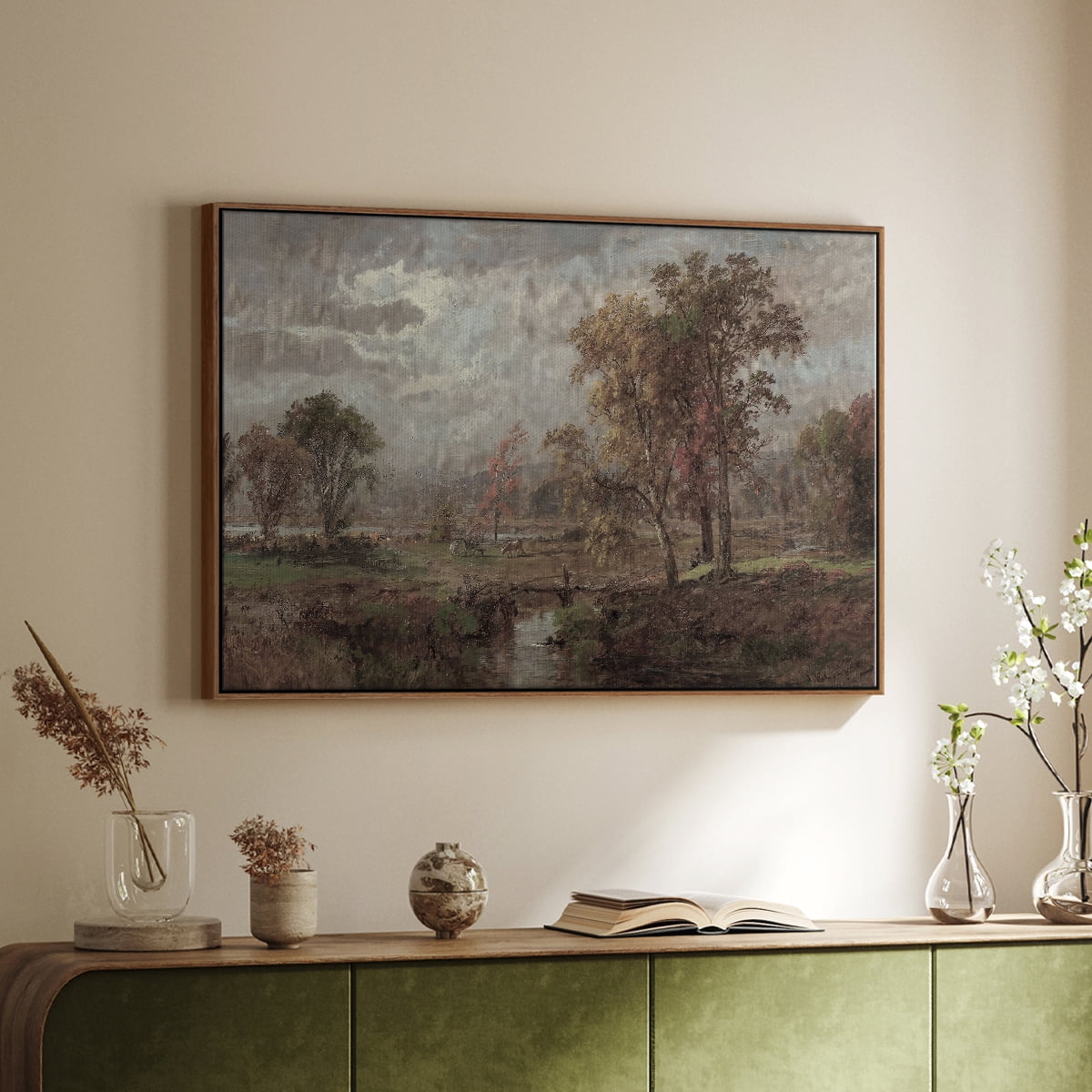 Vintage Landscape-CCCXXIV By Wexford Home Framed in Walnut Wood Gallery Wrapped Canvas 27 in. x 41 in.