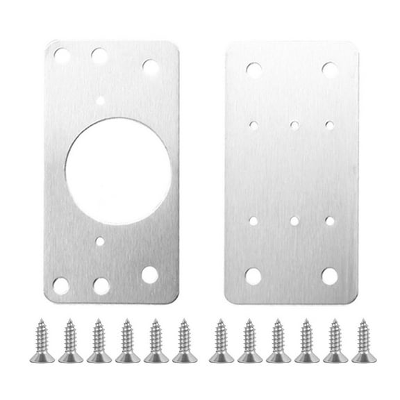 2Pcs Hinge Repair Plate Brushed Stainless Steel Cabinet Hinge Fixing Plate Bracket for Furniture Kitchen Closet Door