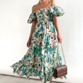 thumbnail image 3 of Vestido midi de línea A para mujer jersey con estampado floral informal cómodo vestido de playa de verano, 3 of 9