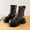 #142-Brown, variant on Women's Chunkys Heel Rear Zipper Ankle Boots with Thick Sole for Fall and Winter Comfortable Moto-Style Boots with Buckle Details and Cushioned Support