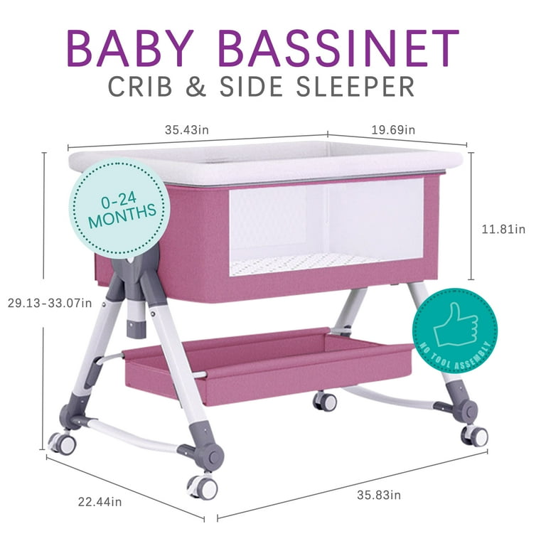 XunKA 4 in 1 Infant Baby Bassinet with Mosquito Net and Storage