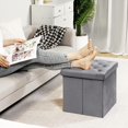 thumbnail image 4 of PINPLUS 15.7" Grey Velvet Ottoman Storage Cube,Footrest Stool Seat,Toy Chest Storage Box with Lid,Footstool for Living Room, 4 of 6