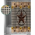 thumbnail image 3 of 72x78 Inch Shower Curtain Farmhouse Vintage Bathroom Decor Waterproof Fabric Bathtub Bath Curtains Decorative Western Country Star Brown Plaid Extra Long Shower Curtain Set with Hooks, 3 of 6