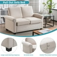 thumbnail image 6 of Sleeper Sofa Bed, 57.4" L Pull Out Sofa Bed with Premium Twin Size Mattress Pad, 2-in-1 Pull Out Couch Bed, Loveseat Sleeper for Living Room, Apartment (White), 6 of 9
