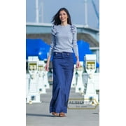 40" Long Cotton Blue Twill Skirt | Women Skirts [S103] (38" WAIST [Walmart 18 / XL])