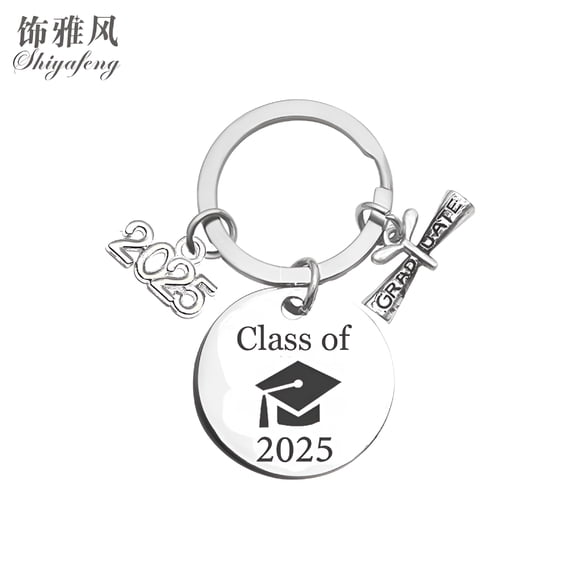 DESIGNICE Unique Stainless Steel Keychain Creative Graduation Jewelry Charm Key Ring Present Graduates Keepsake for Him and Her
