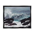 thumbnail image 2 of Stupell Industries Crashing Waves Ocean Rocks Cliffs Rough Waters Painting Luster Gray Floating Framed Canvas Print Wall Art, Design by Lettered and Lined, 2 of 5