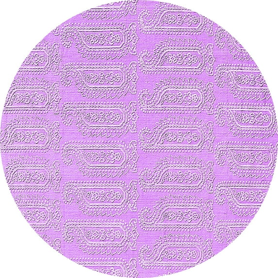 Ahgly Company Machine Washable Indoor Round Solid Purple Modern Area Rugs, 6' Round