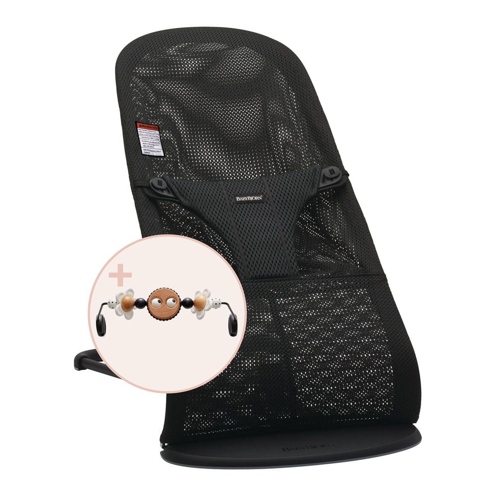 BabyBjorn Bouncer Bliss Bundle with Toy Bar Black Mesh Googly Eyes Black and White Walmart
