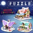 thumbnail image 4 of FFENYAN Christmas Gift Cottage DIY Handmade Puzzle Snow Cartoon House Model Decoration, 4 of 4